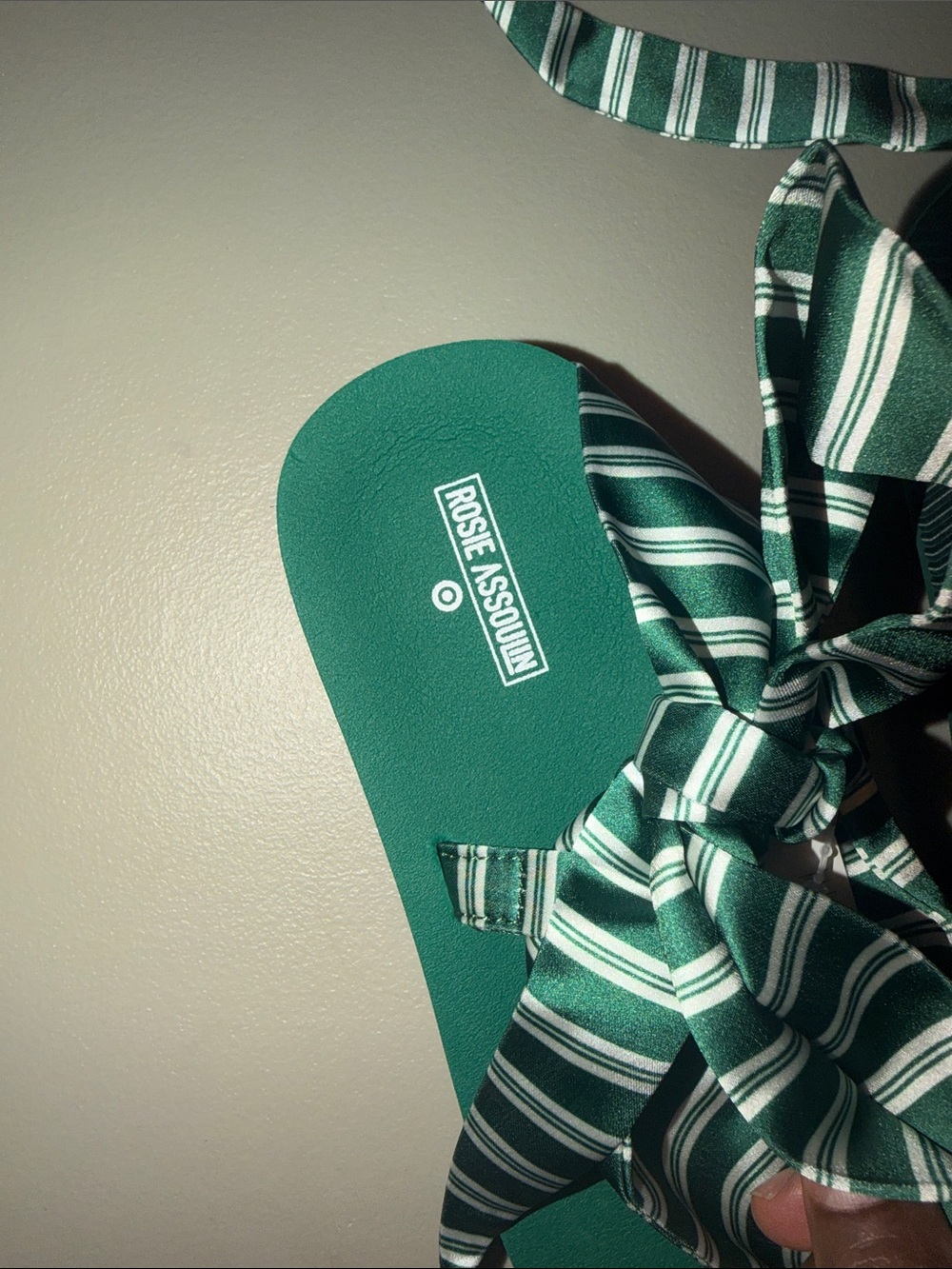 Rosie Assoulin Green Striped Wrap Sandals-Size 9 - Picture 3 of 7